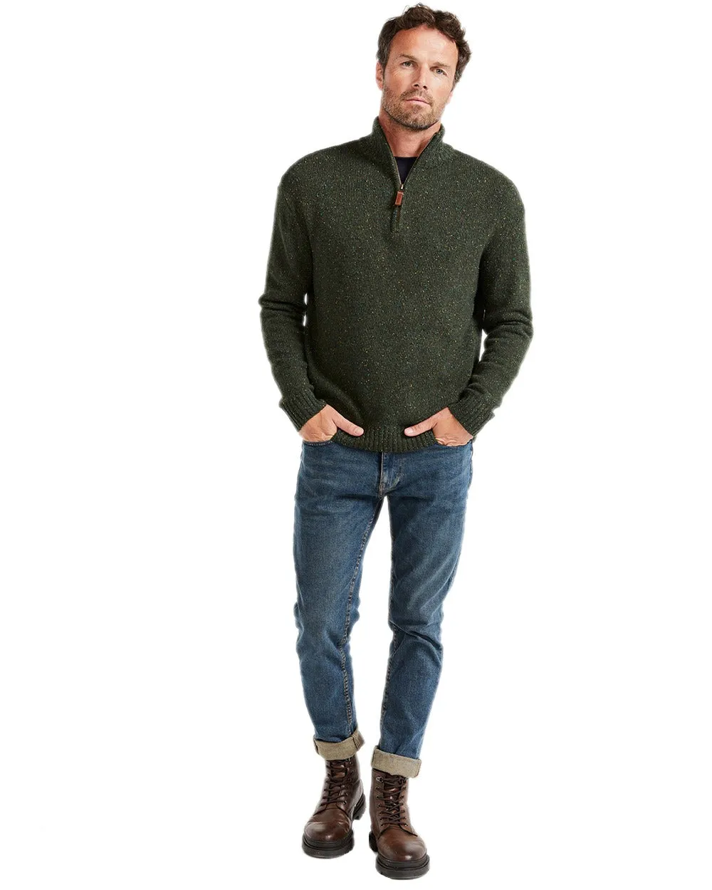 Clothing Aran Woollen Mills Aran Wool Zip Neck Sweater