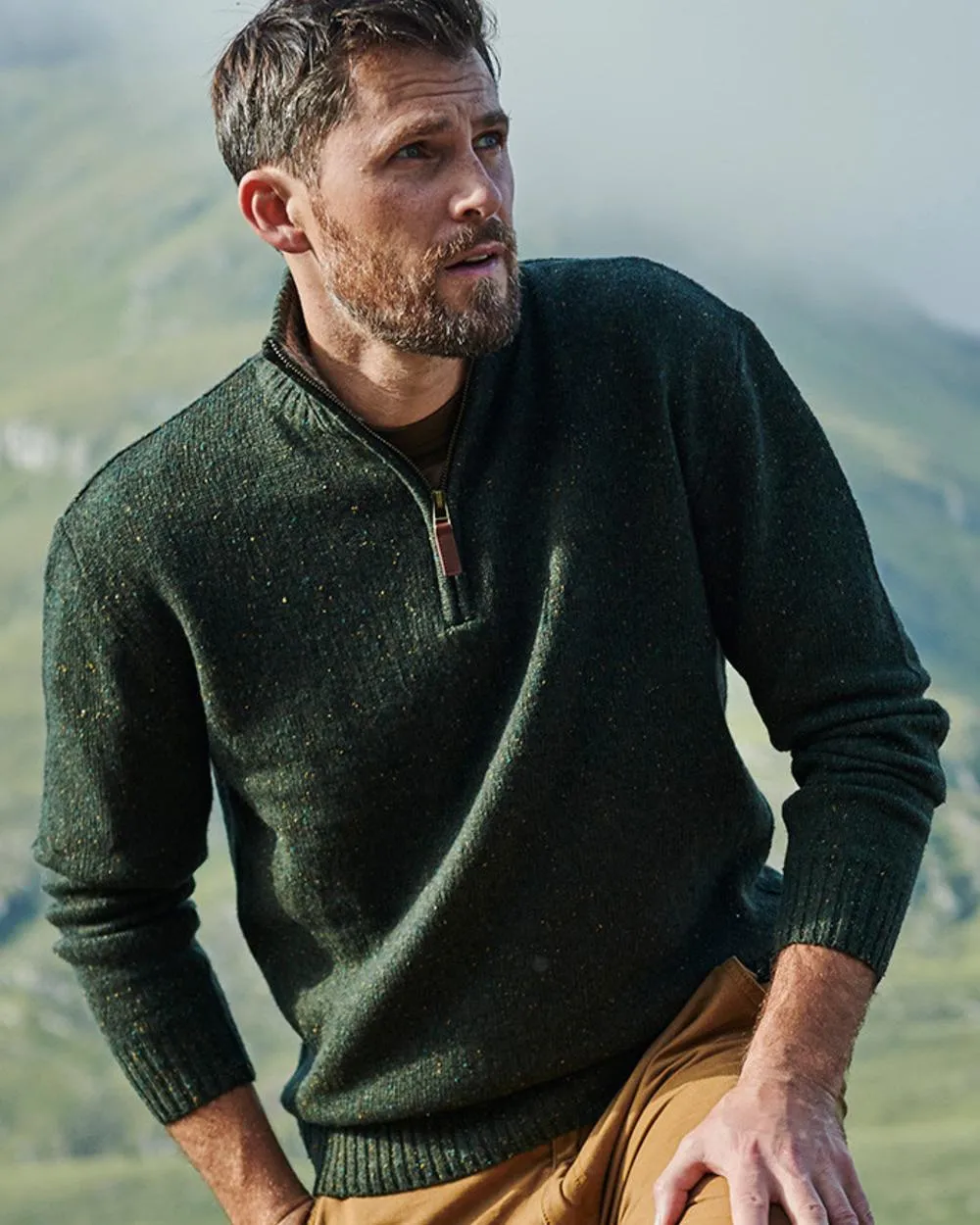Clothing Aran Woollen Mills Aran Wool Zip Neck Sweater
