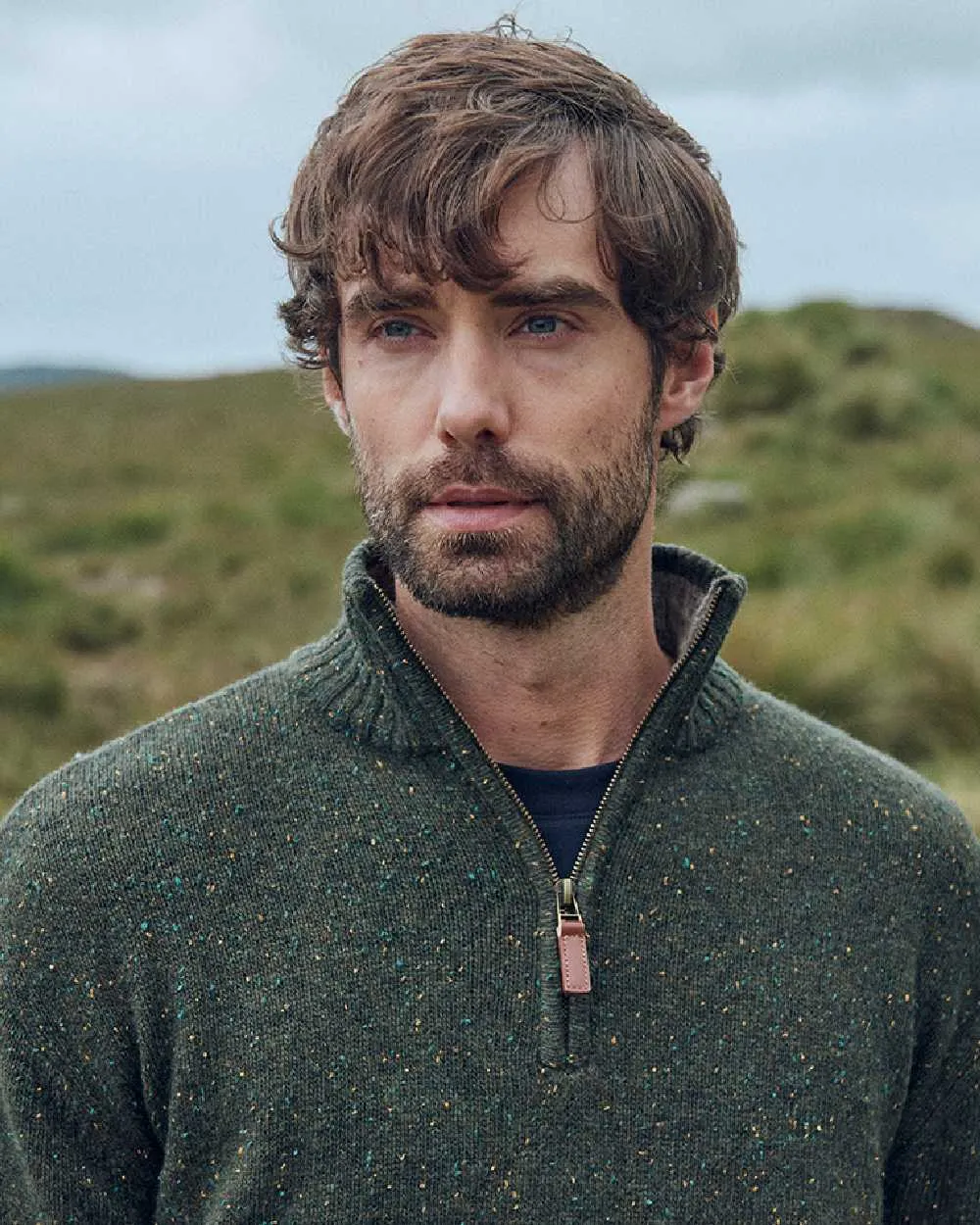 Clothing Aran Woollen Mills Aran Wool Zip Neck Sweater