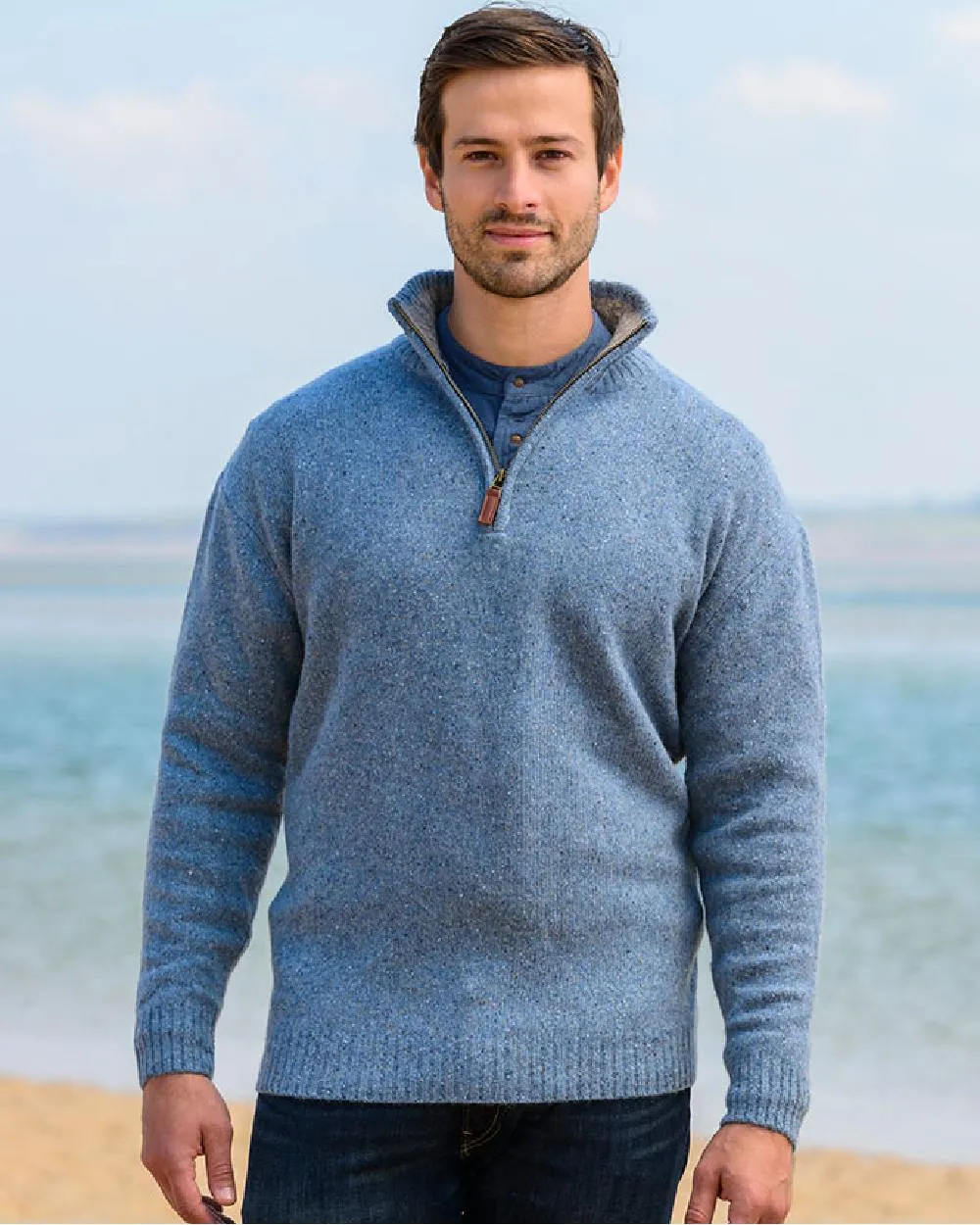 Clothing Aran Woollen Mills Aran Wool Zip Neck Sweater