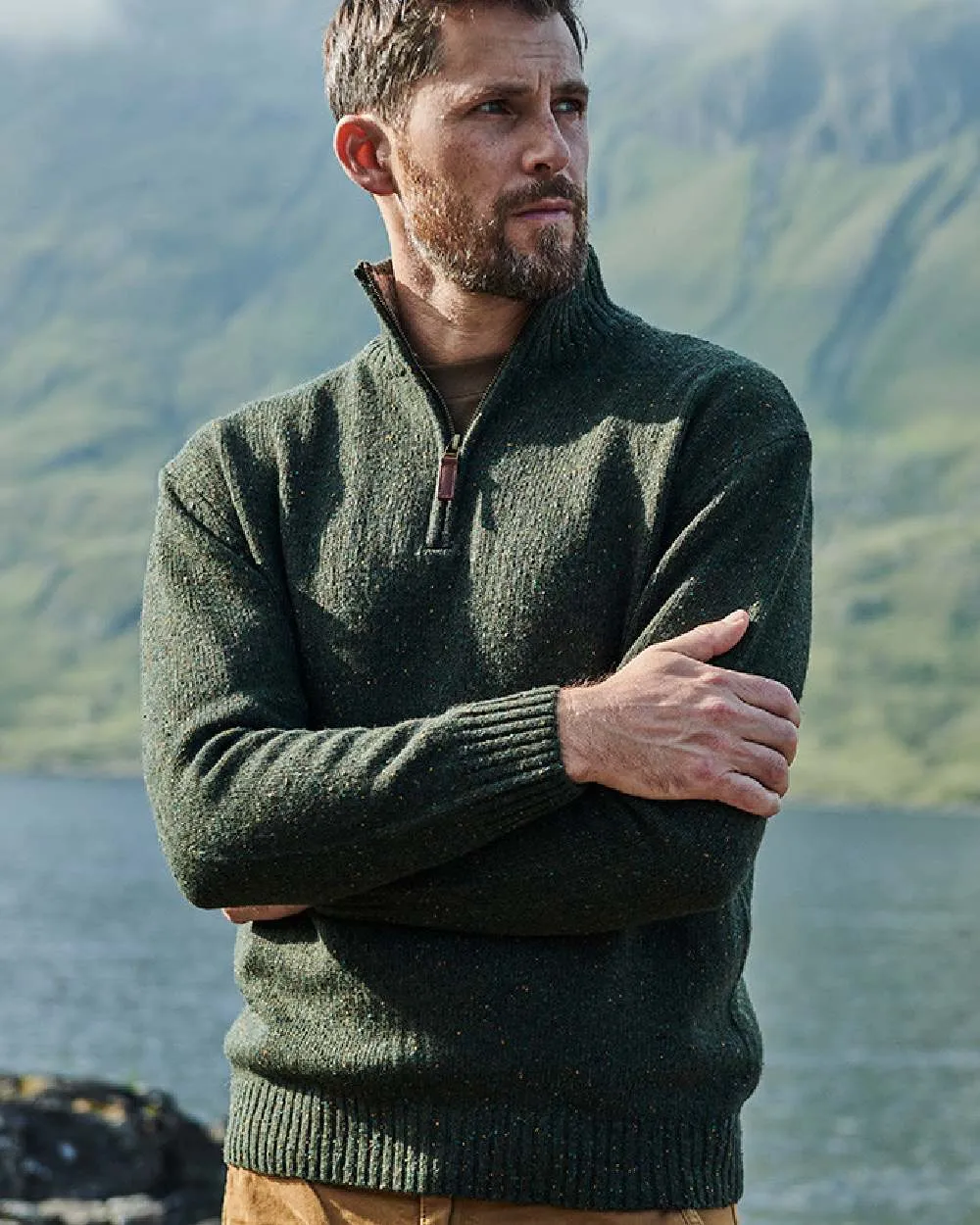 Clothing Aran Woollen Mills Aran Wool Zip Neck Sweater