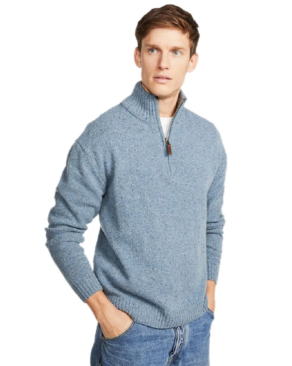 Clothing Aran Woollen Mills Aran Wool Zip Neck Sweater