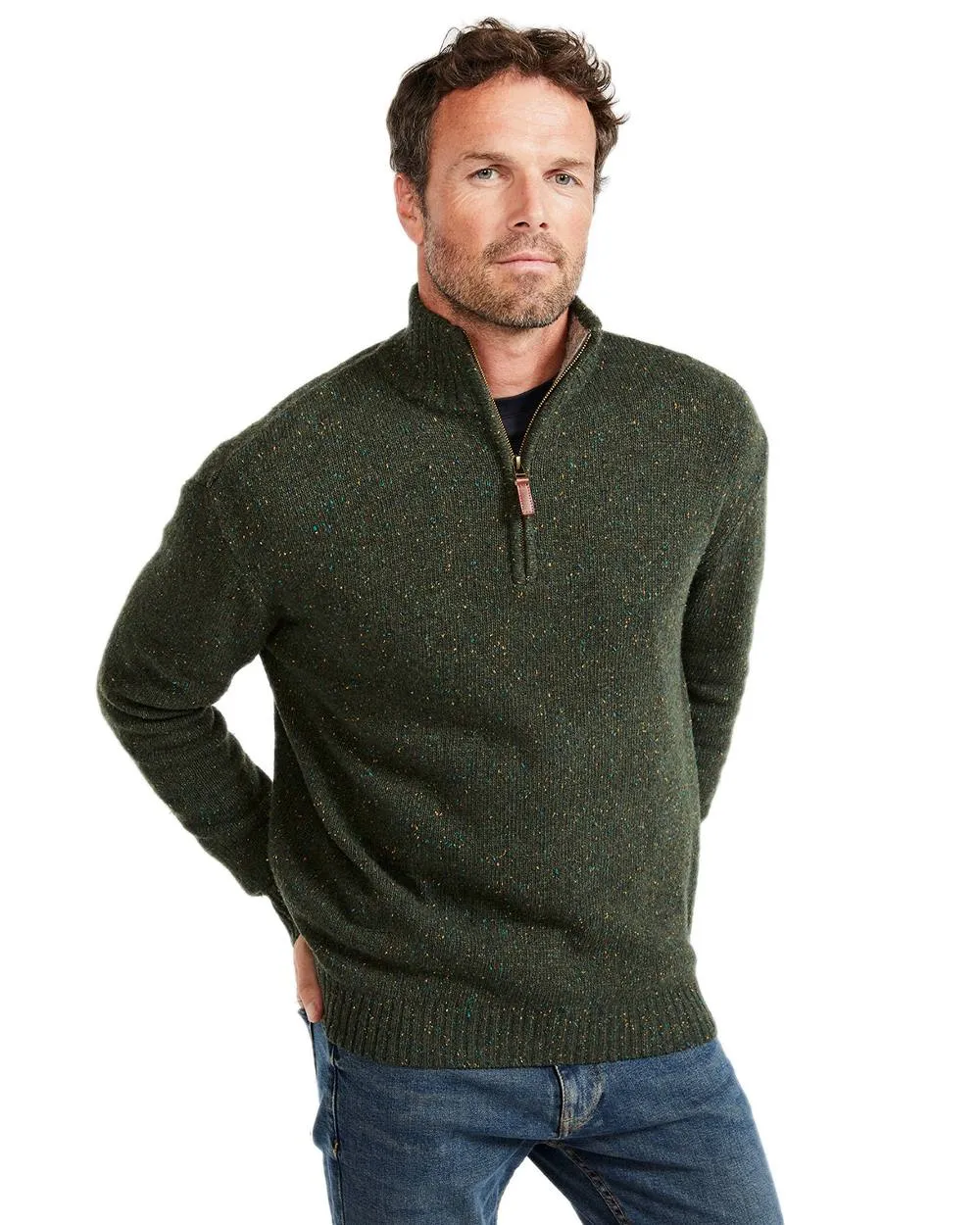 Clothing Aran Woollen Mills Aran Wool Zip Neck Sweater
