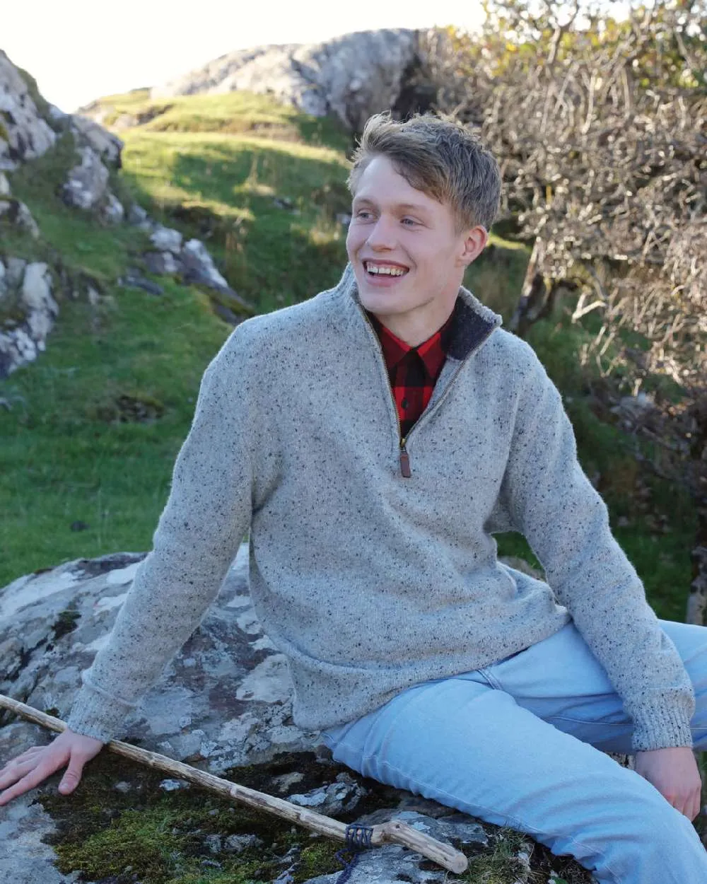 Clothing Aran Woollen Mills Aran Wool Zip Neck Sweater