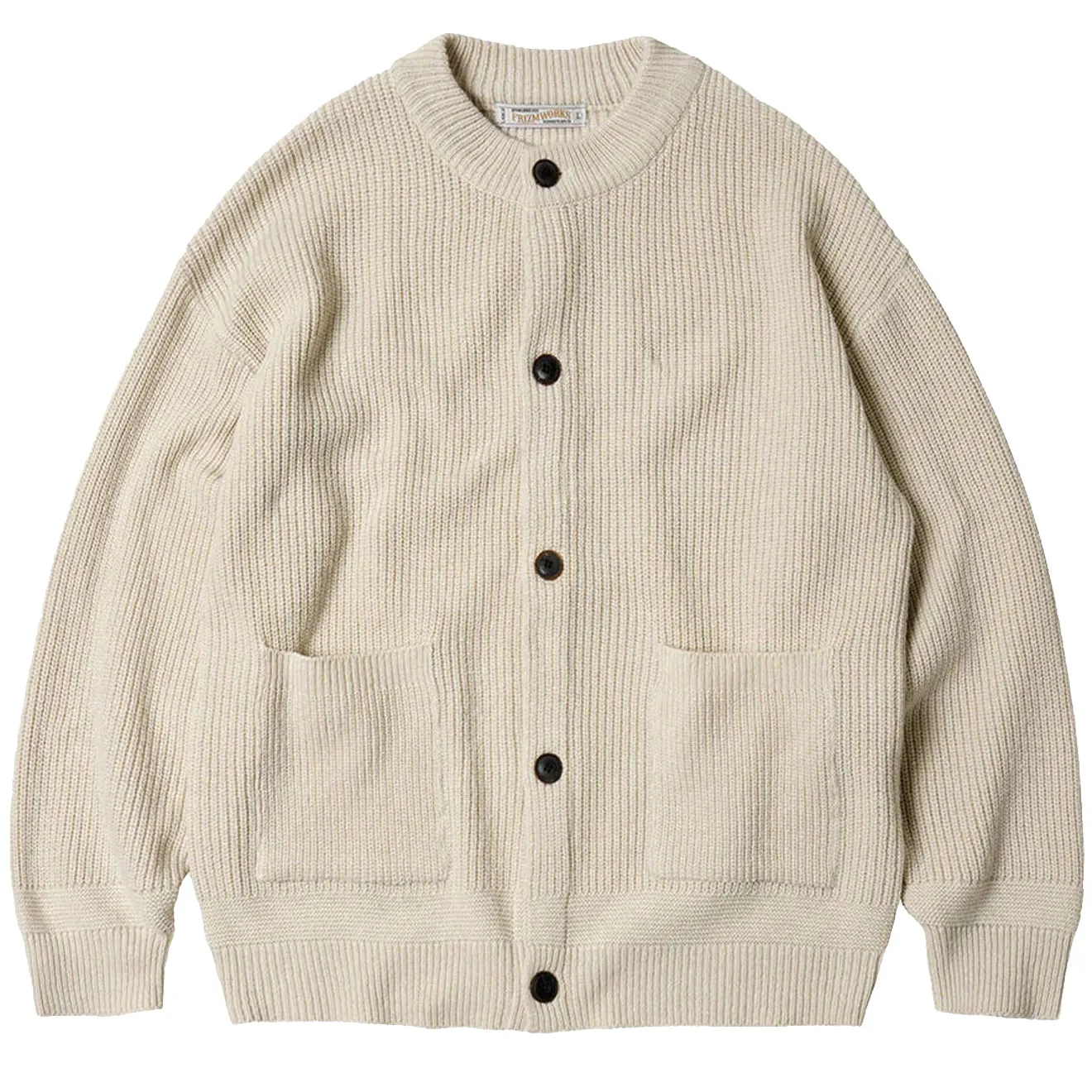 Clothing Frizmworks  Men Frizmworks Heavy Wool Round Cardigan Cream