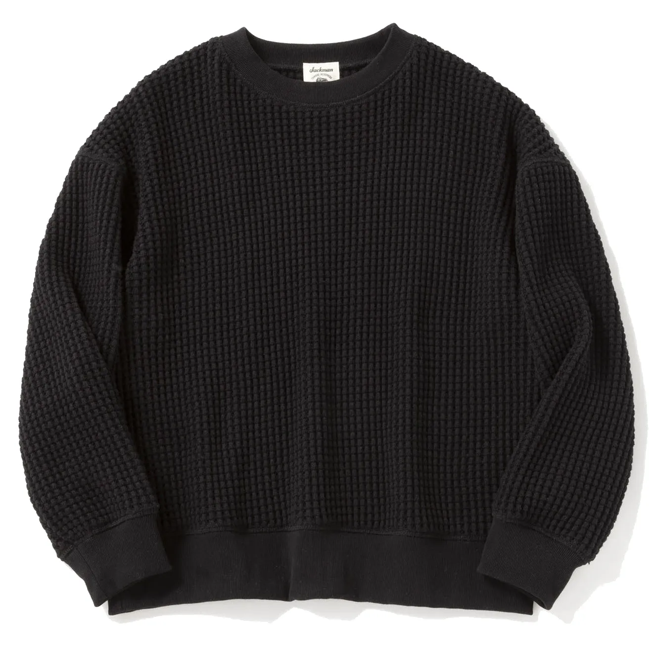 Clothing Jackman Men Jackman Waffle Crewneck Black
