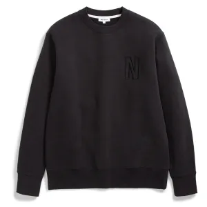 Clothing Norse Projects Men Norse Projects Arne Relaxed Brushed Fleece N Logo Sweat Black