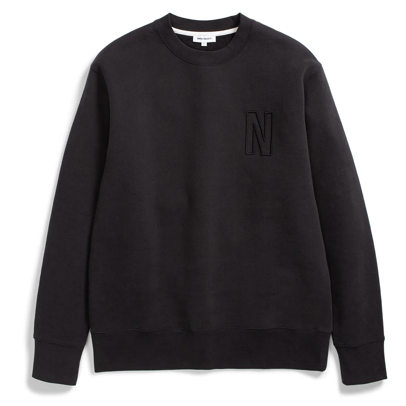 Clothing Norse Projects Men Norse Projects Arne Relaxed Brushed Fleece N Logo Sweat Black