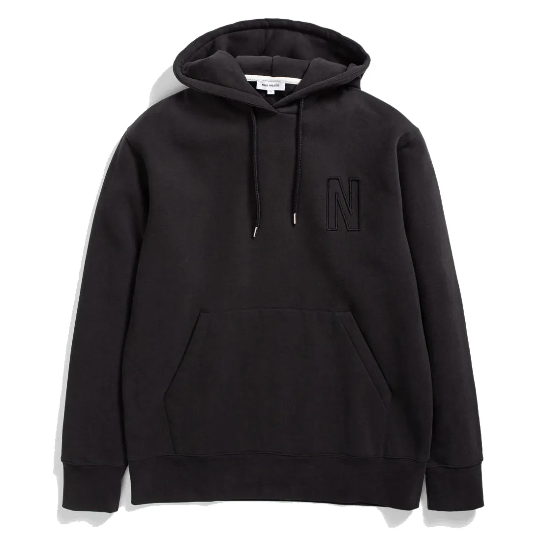 Clothing Norse Projects Men Norse Projects Arne Relaxed Organic Brushed Fleece N Logo Hoodie Black