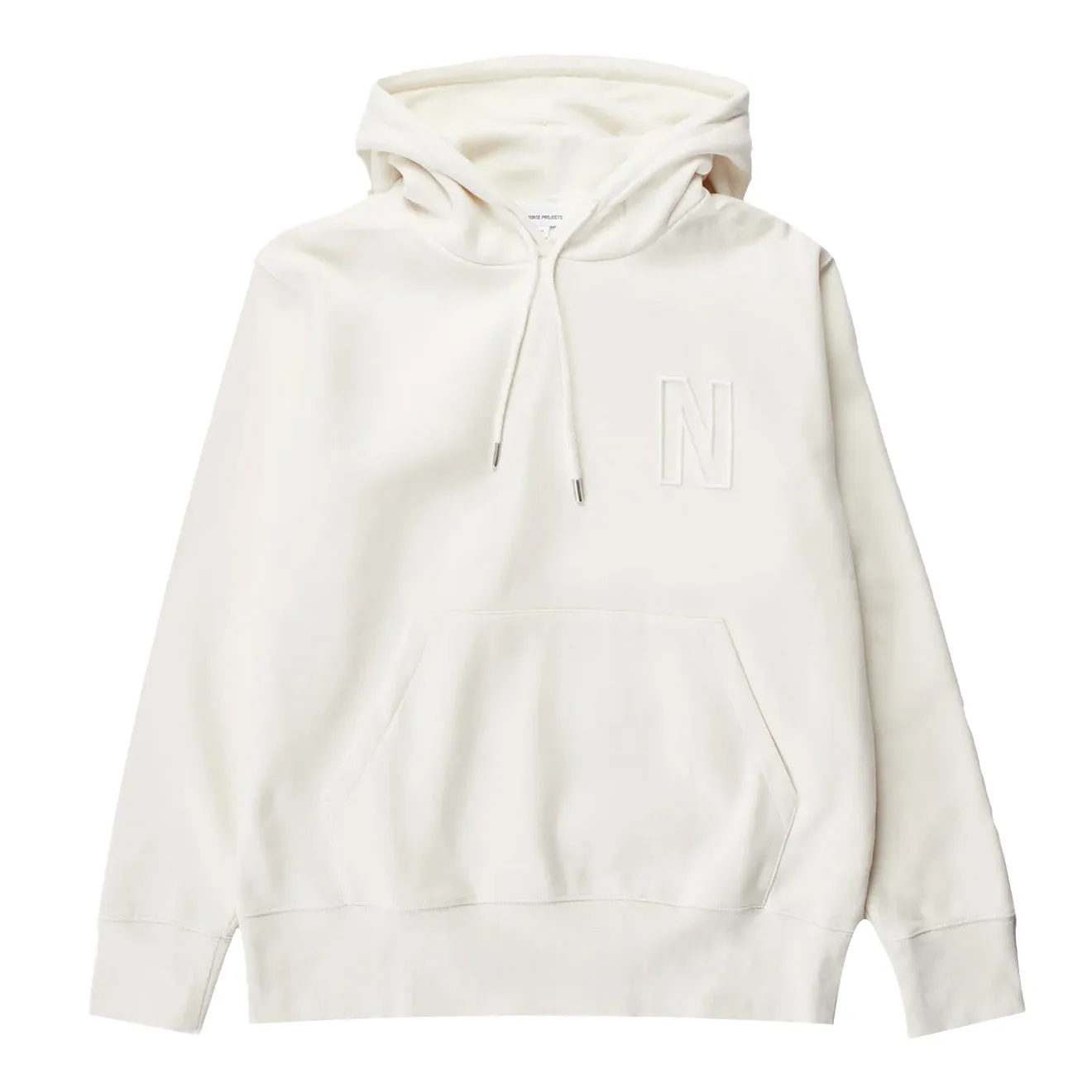 Clothing Norse Projects Men Norse Projects Arne Relaxed Organic Brushed Fleece N Logo Hoodie Ecru