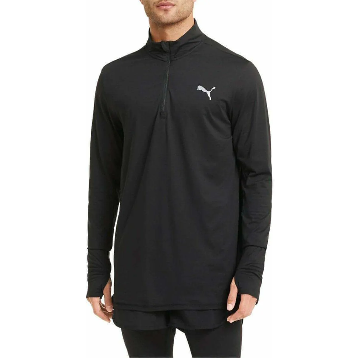 Clothing Puma  Men Puma Favourite Half Zip Long Sleeve Mens Running Top - Black