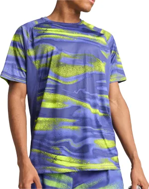 Clothing Puma  Men Puma Velocity All Over Print Short Sleeve Mens Running Top - Blue