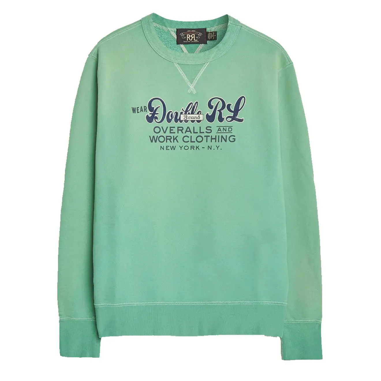 Clothing Rrl By Ralph Lauren Men RRL by Ralph Lauren Garment-Dyed Logo Fleece Sweatshirt Turquoise