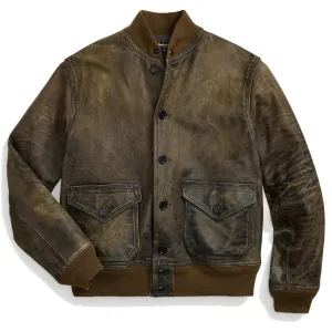 Clothing Rrl By Ralph Lauren Men RRL by Ralph Lauren Indigo Leather Bomber Jacket Vintage Indigo