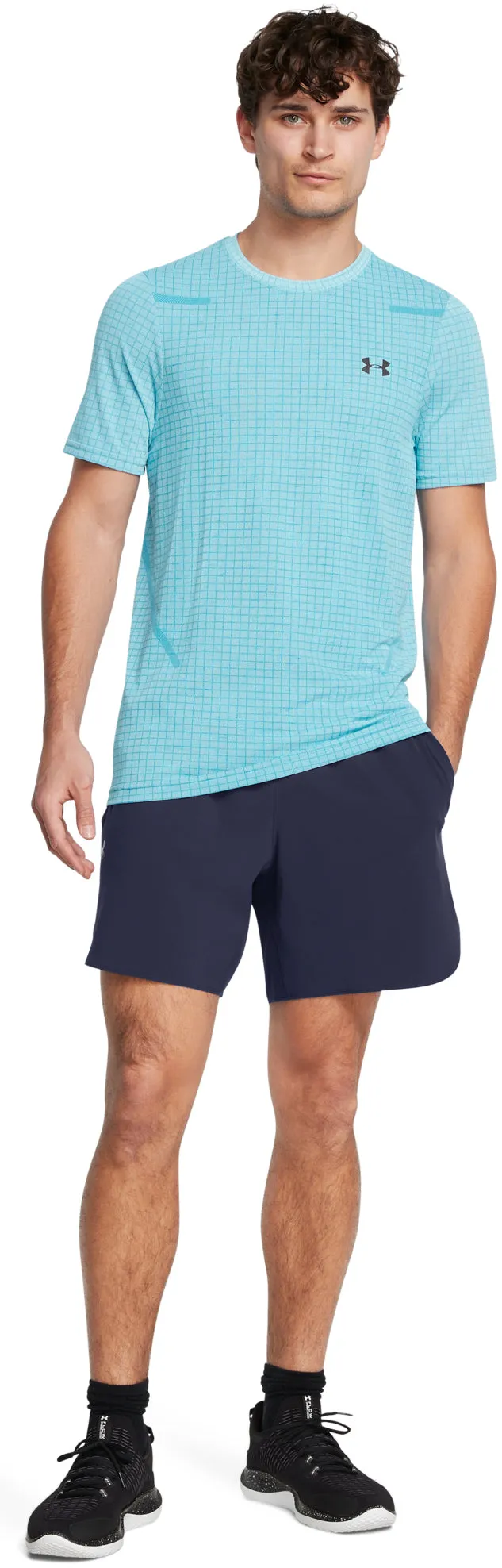 Clothing Under Armour  Men Under Armour Seamless Grid Short Sleeve Mens Training Top - Blue