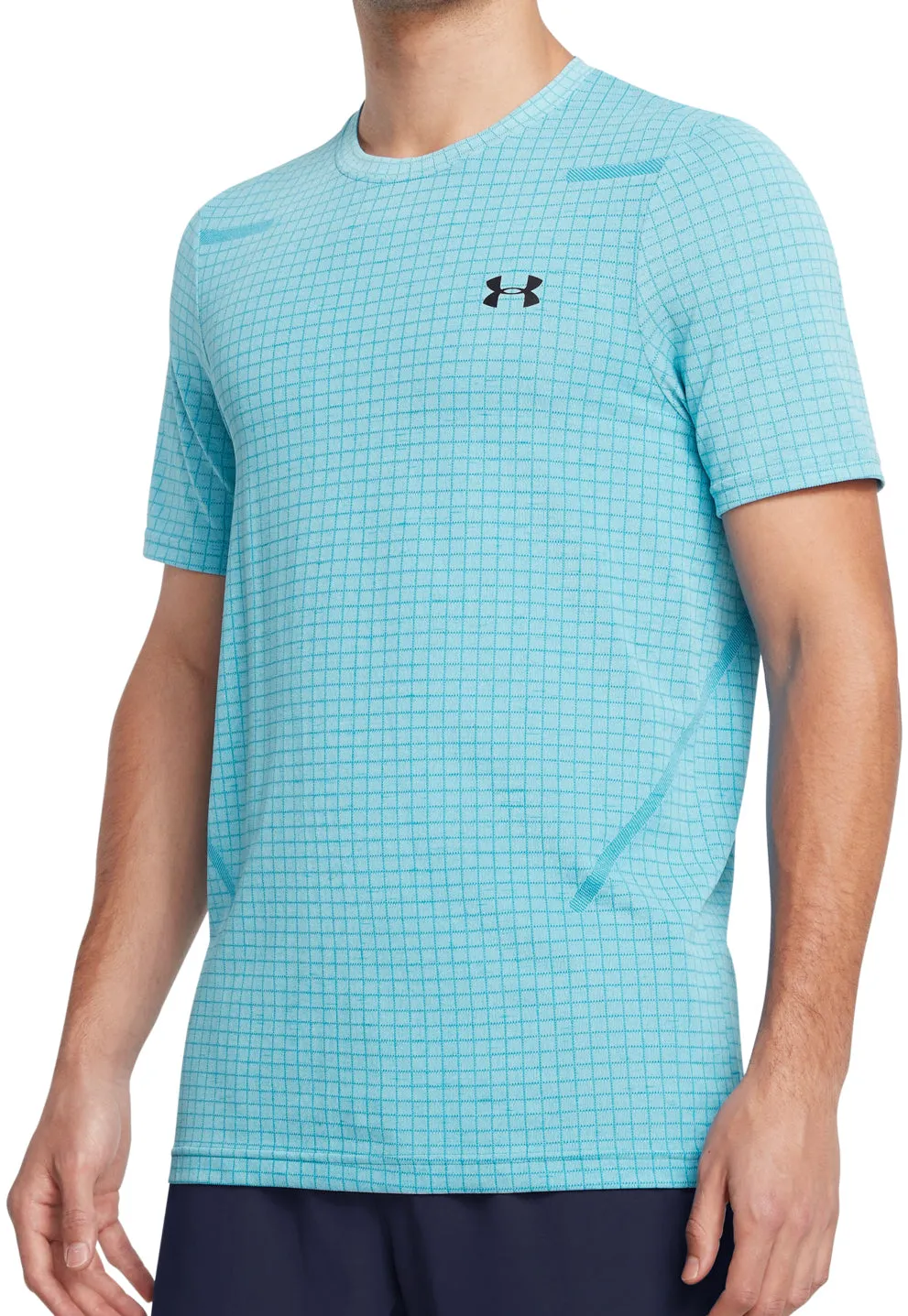Clothing Under Armour  Men Under Armour Seamless Grid Short Sleeve Mens Training Top - Blue