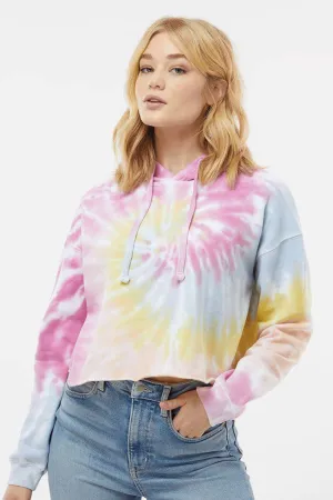 Colortone Womens Crop Hooded Sweatshirt Hoodie - Desert Rose