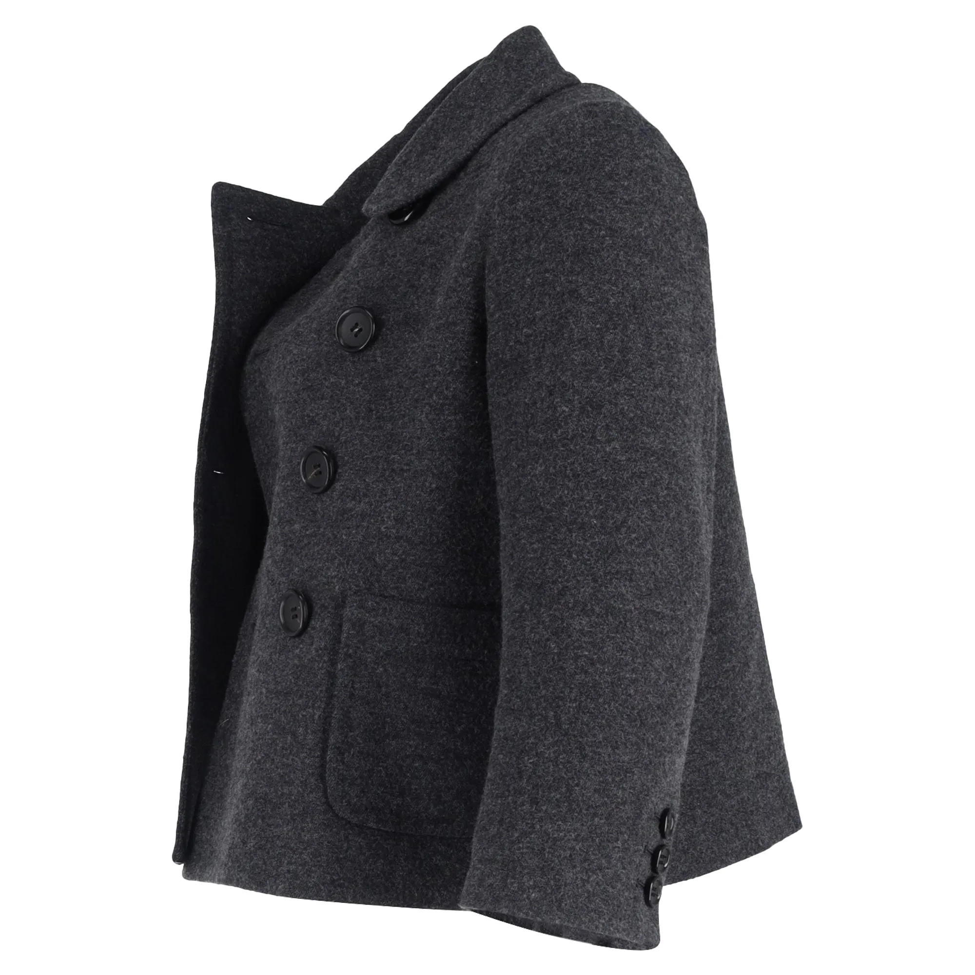 Comme des Garçons Double-Breasted Short Jacket in Grey Wool