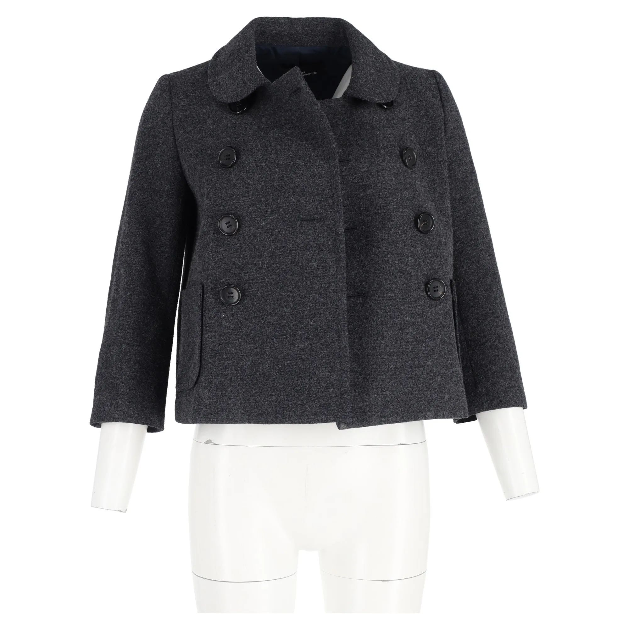 Comme des Garçons Double-Breasted Short Jacket in Grey Wool