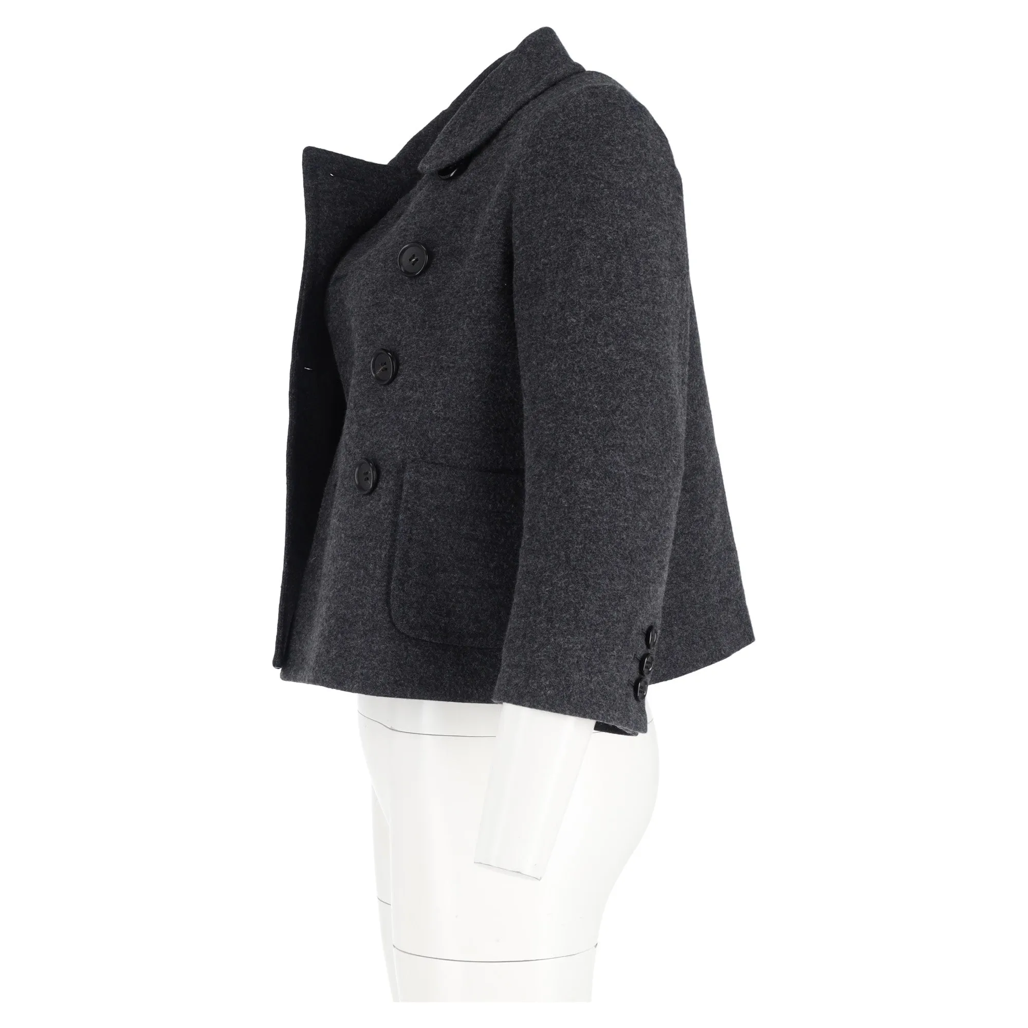 Comme des Garçons Double-Breasted Short Jacket in Grey Wool