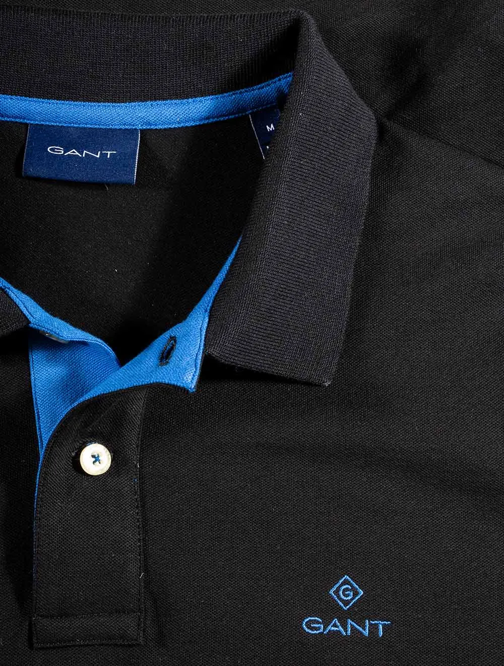 Contrast Collar Piqué Polo Shirt Black