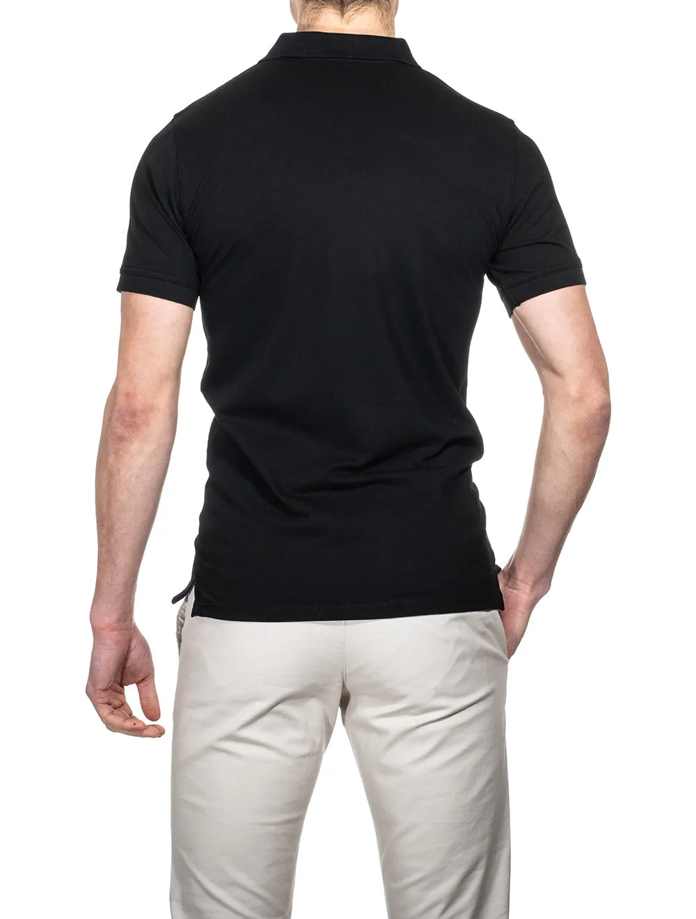 Contrast Collar Piqué Polo Shirt Black