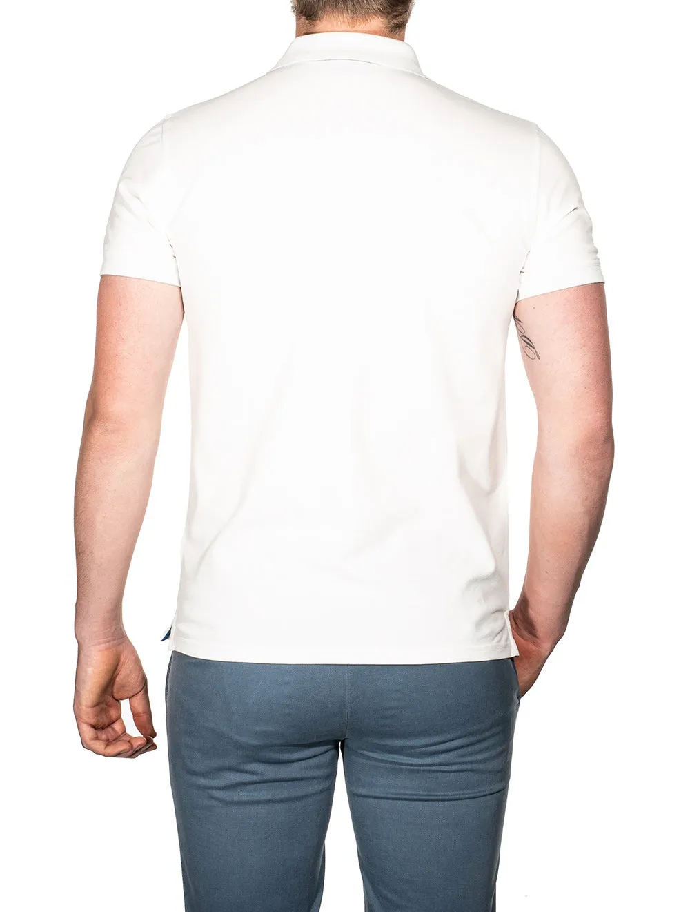 Contrast Collar Piqué Polo Shirt Eggshell