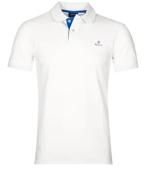 Contrast Collar Piqué Polo Shirt Eggshell