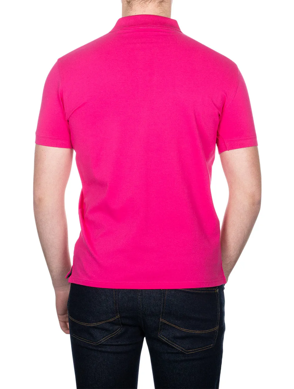 Contrast Collar Piqu�� Polo Shirt Hyper Pink