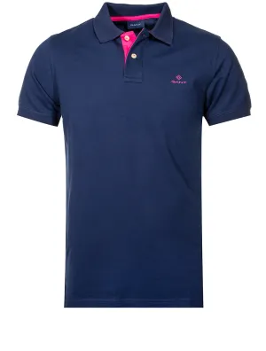 Contrast Collar Piqué Polo Shirt Persian Blue