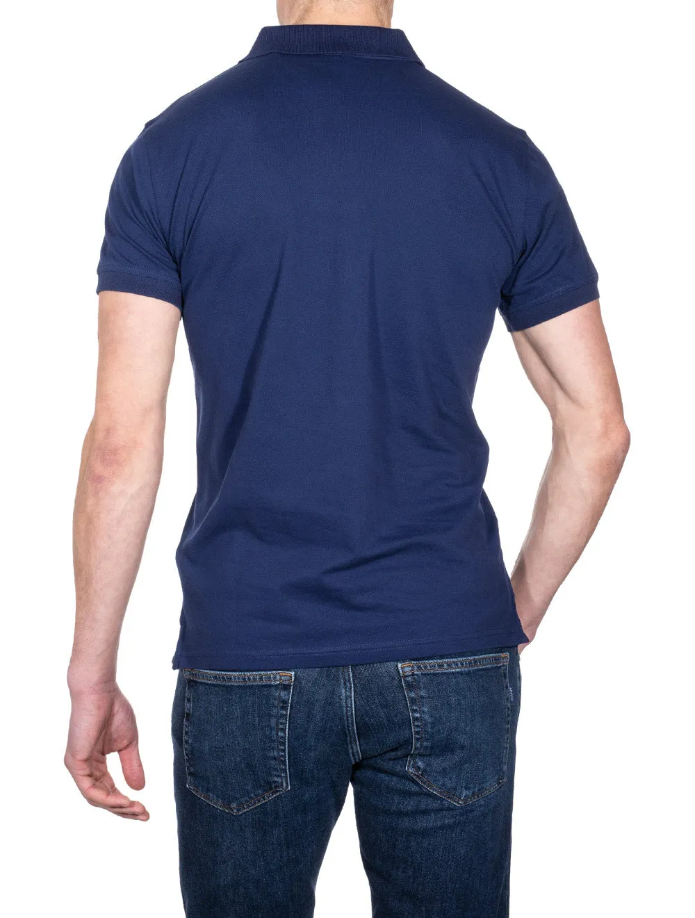 Contrast Collar Piqué Polo Shirt Persian Blue