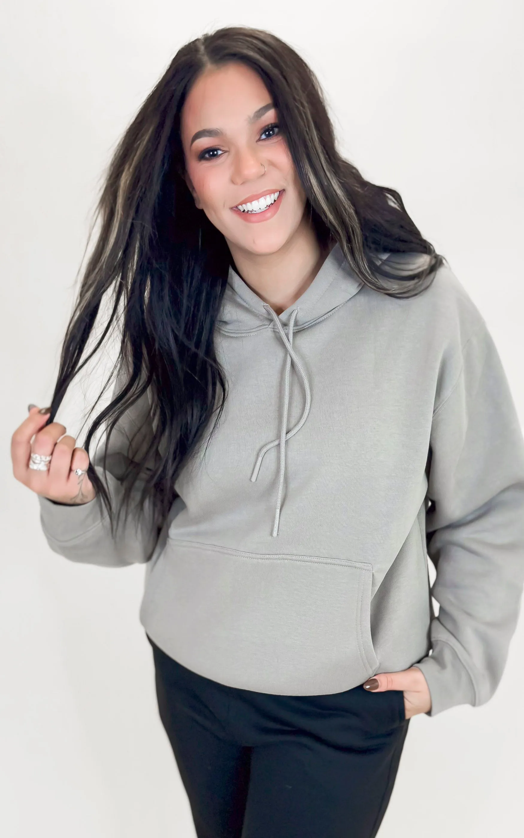 Cotton Blend Drop Shoulder Hoodie | MONO B** - Final Sale