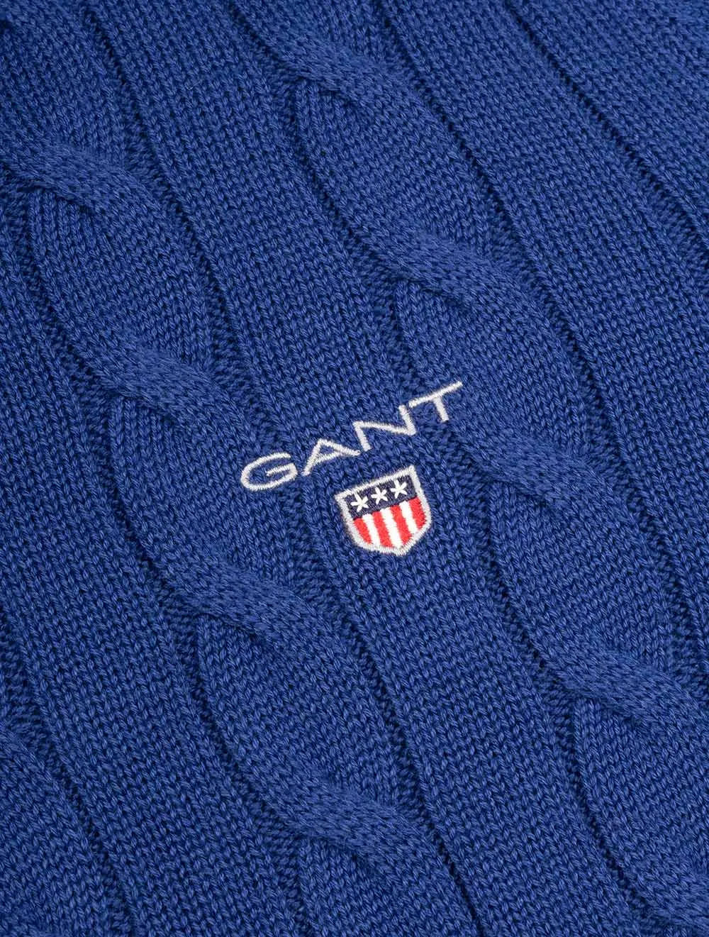 Cotton Cable Crew Neck Sweater Deep Blue