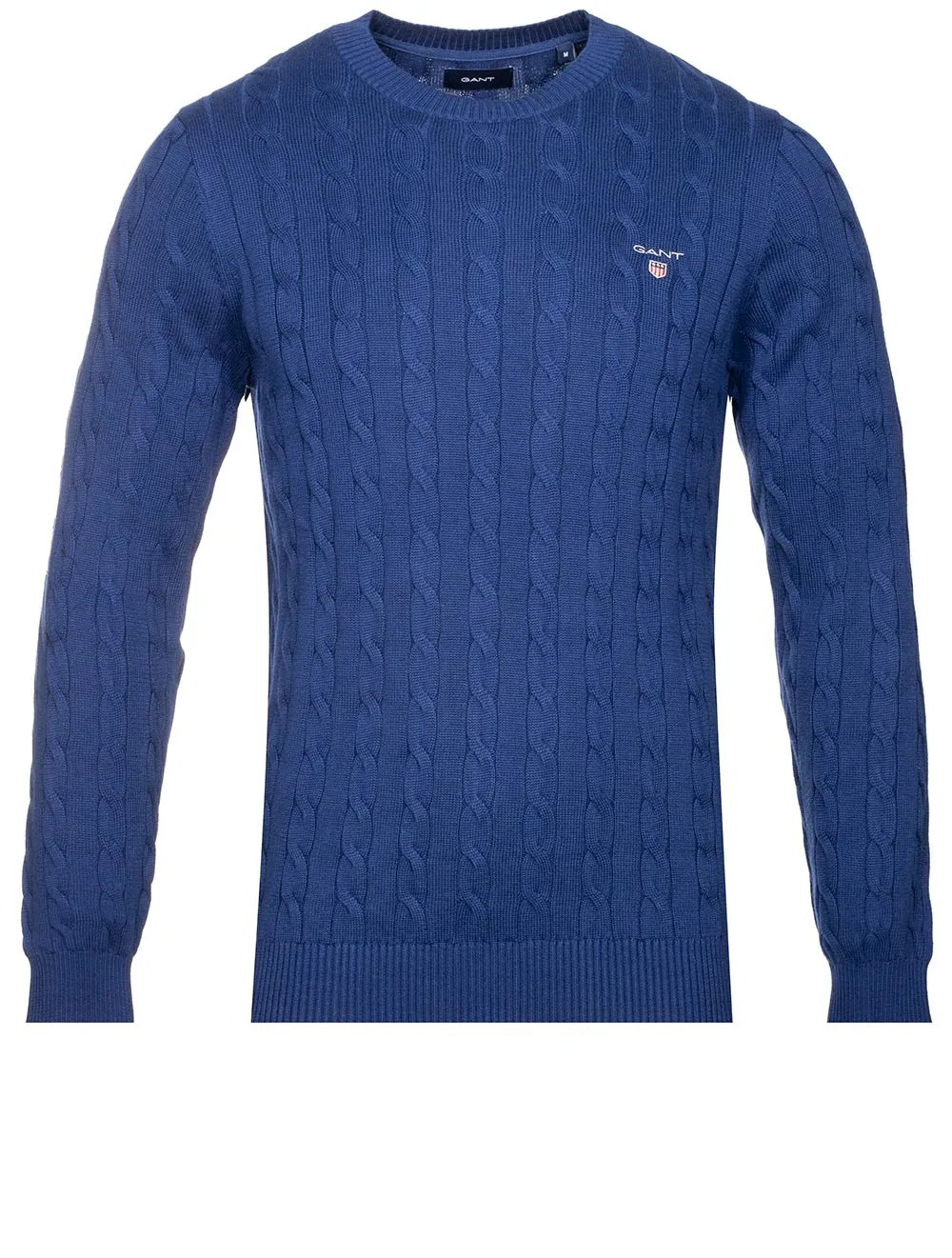Cotton Cable Crew Neck Sweater Deep Blue