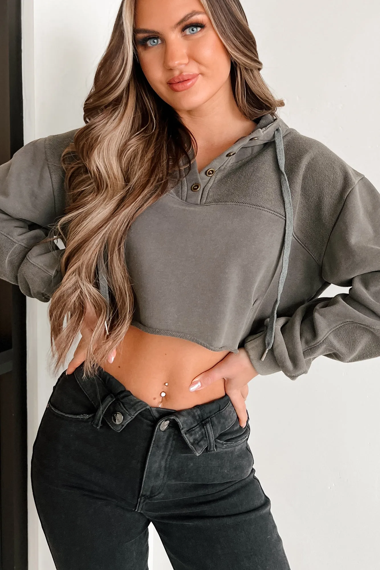 Cozy Ending Cropped Hoodie (Ash Grey)