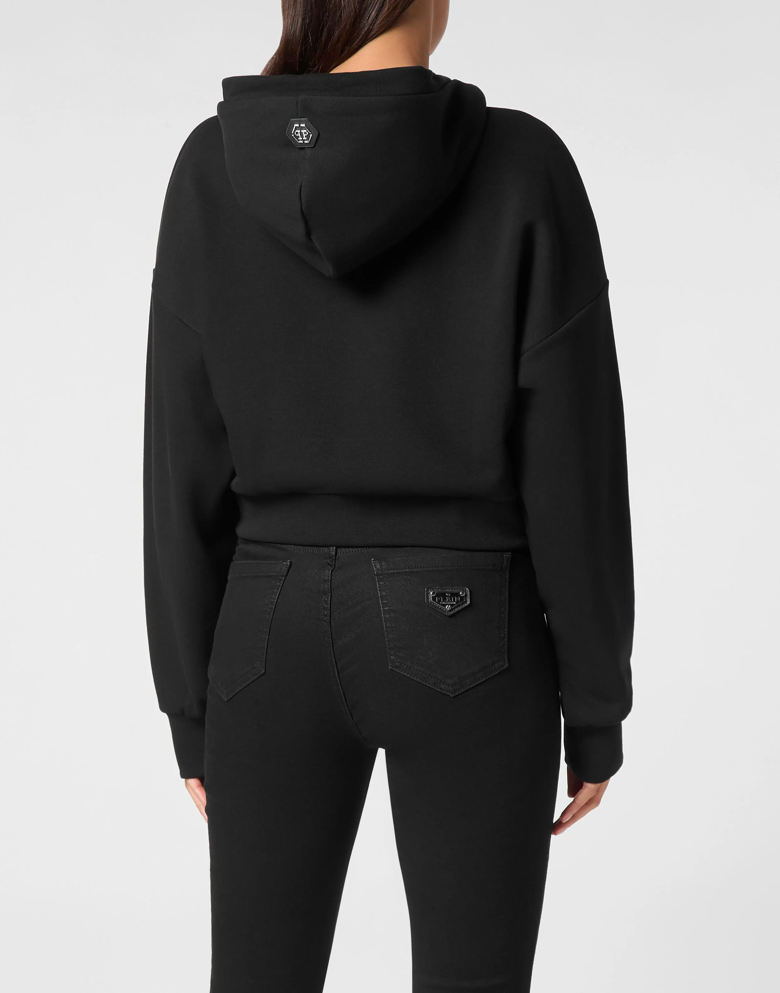 Cropped Hoodie Sweatshirt Strass Skull&amp;Bones