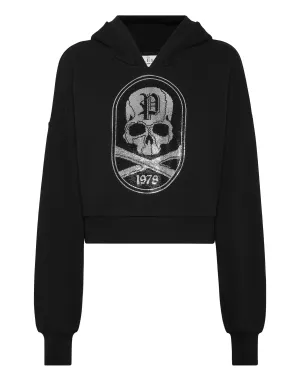 Cropped Hoodie Sweatshirt Strass Skull&amp;Bones
