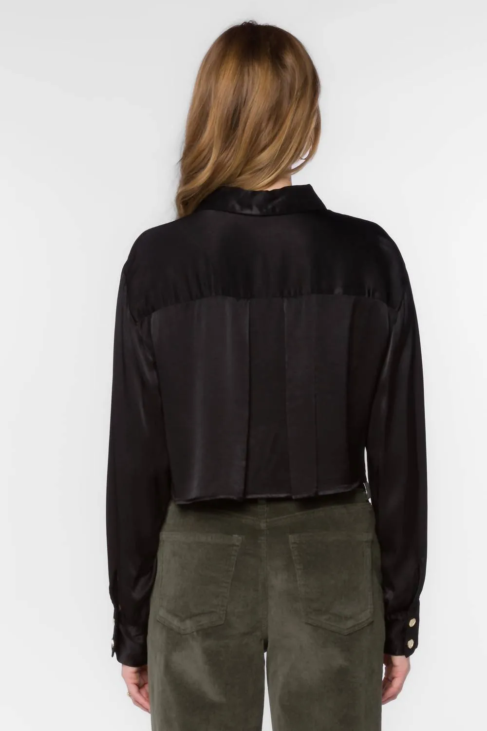 Denver Crop Satin Top In Black