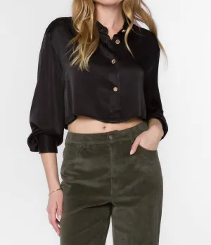 Denver Crop Satin Top In Black
