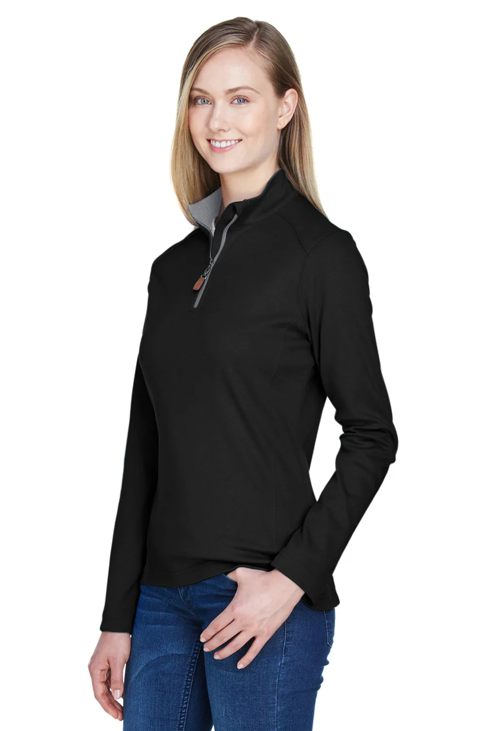 Devon & Jones Womens DryTec20 Performance Moisture Wicking 1/4 Zip Sweatshirt - Black