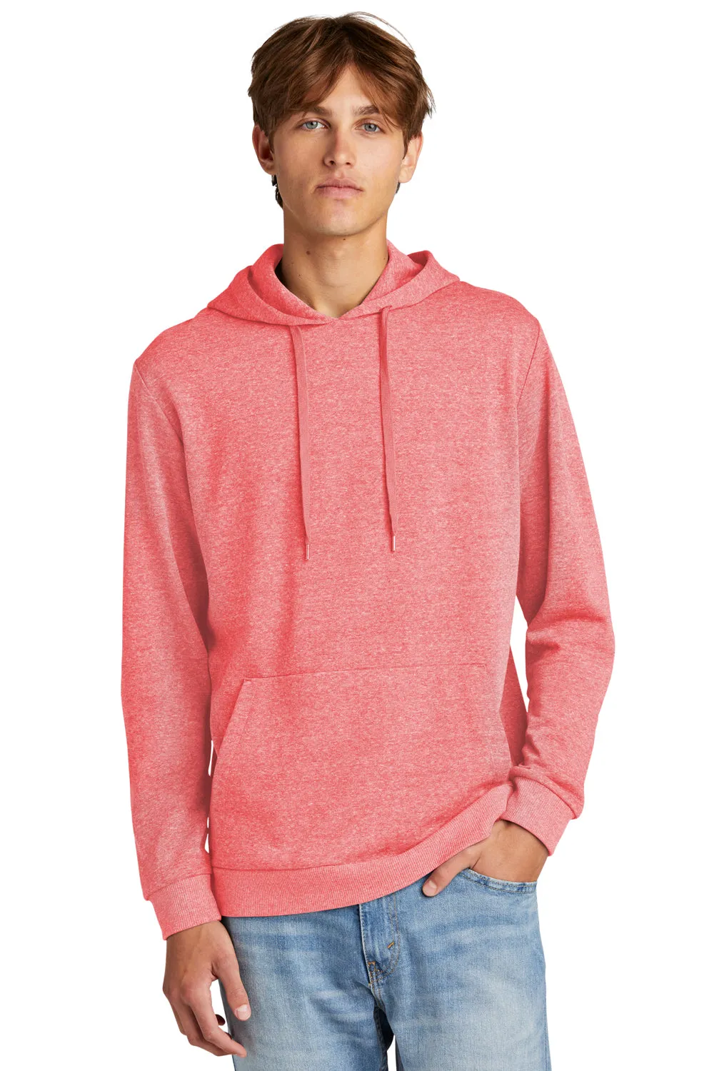 District Mens Perfect Tri Fleece Hooded Sweatshirt Hoodie w/ Pouch Pocket - Red Frost