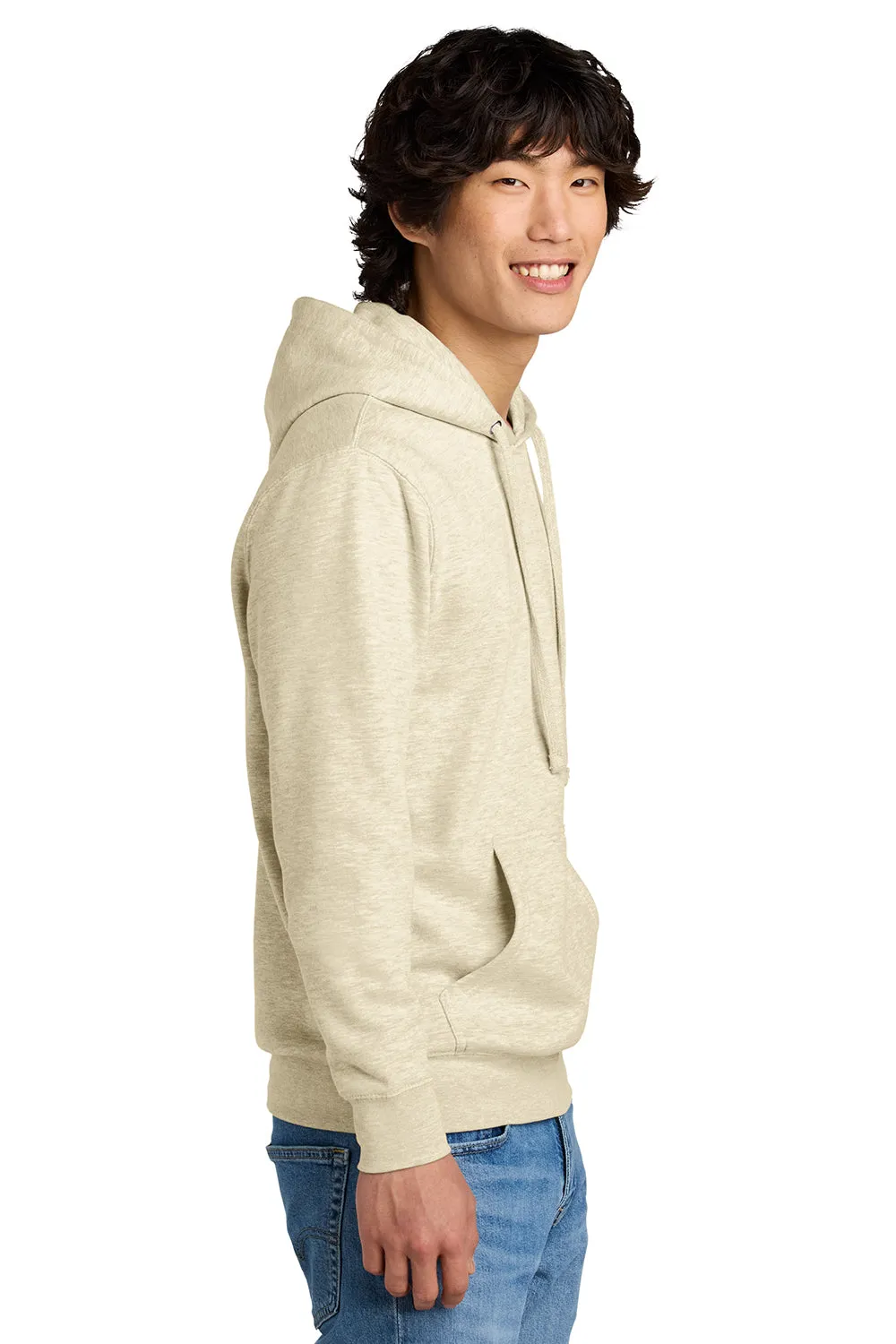 District Mens Very Important Fleece Hooded Sweatshirt Hoodie w/ Pouch Pocket - Heather Oatmeal