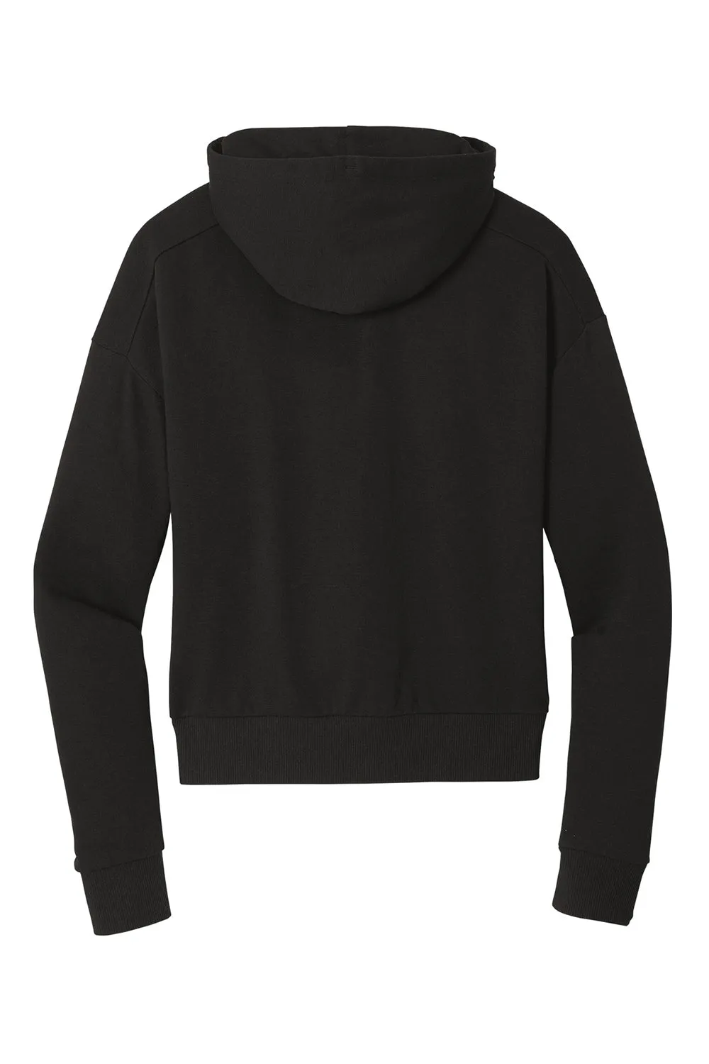 District Womens Perfect Tri Fleece 1/4 Zip Hooded Sweatshirt Hoodie w/ Pouch Pocket - Black