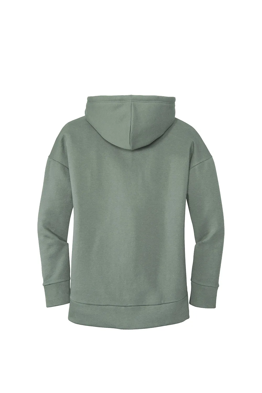 District Womens Perfect Weight Fleece Full Zip Hooded Sweatshirt Hoodie w/ Pockets - Laurel Green