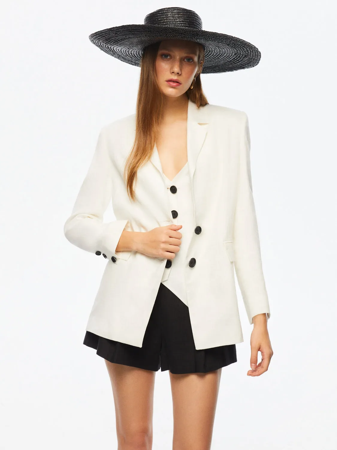 Double-Breasted Linen Jacket