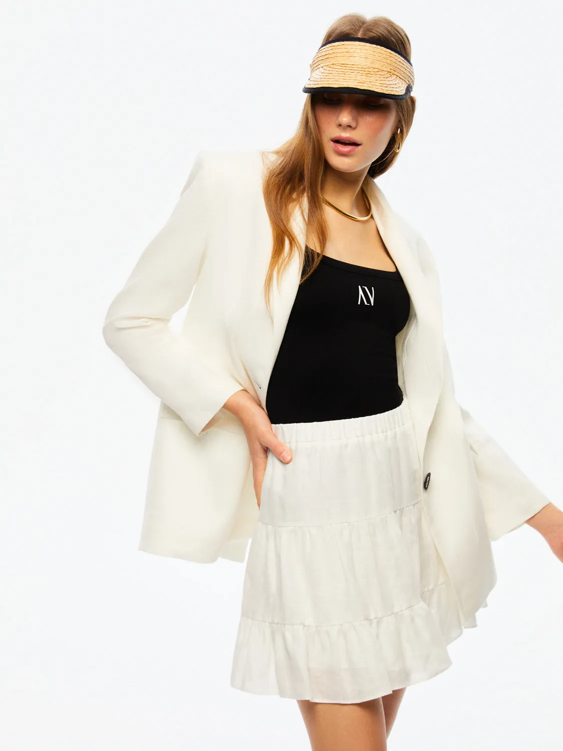 Double-Breasted Linen Jacket