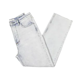 Driftwood Womens High Rise Raw Hem Straight Leg Jeans