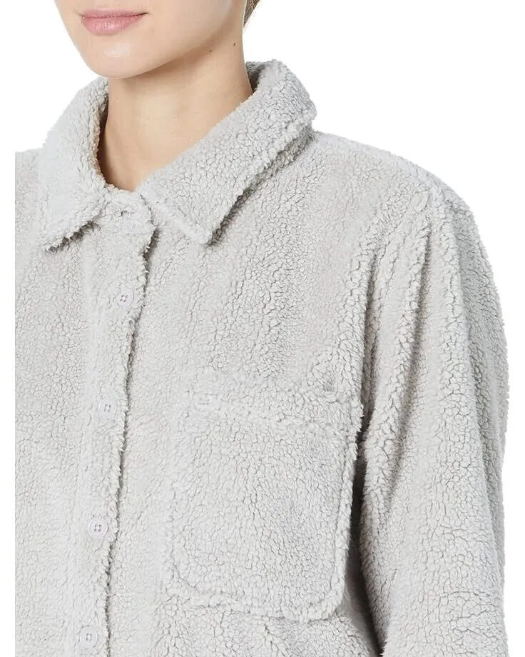 Dylan by True Grit Women's Medium Sandstone Sherpa Shirt Jacket Shacket JDM002