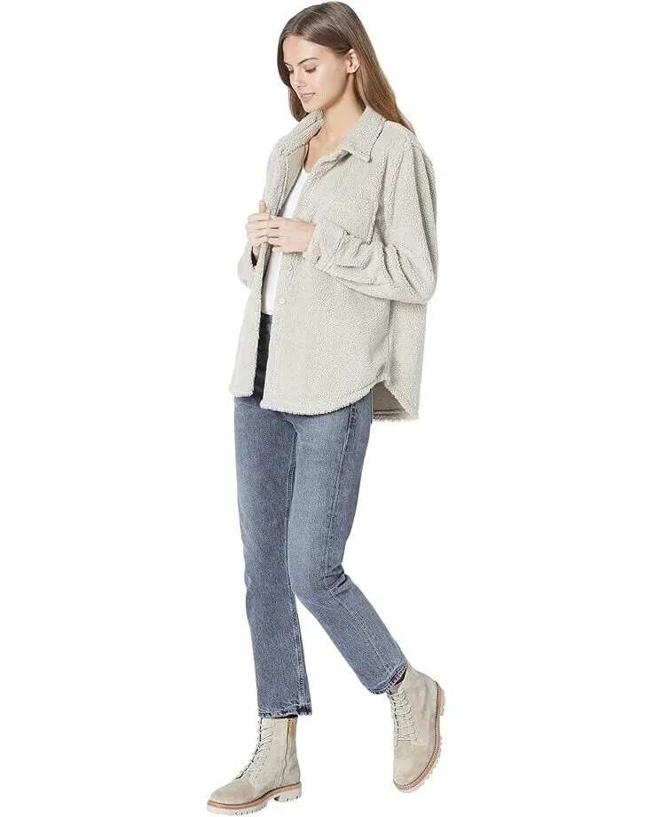 Dylan by True Grit Women's Medium Sandstone Sherpa Shirt Jacket Shacket JDM002