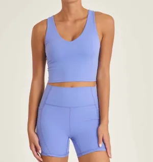 Endure Perforated Bra Tank Top In Wild Indigo